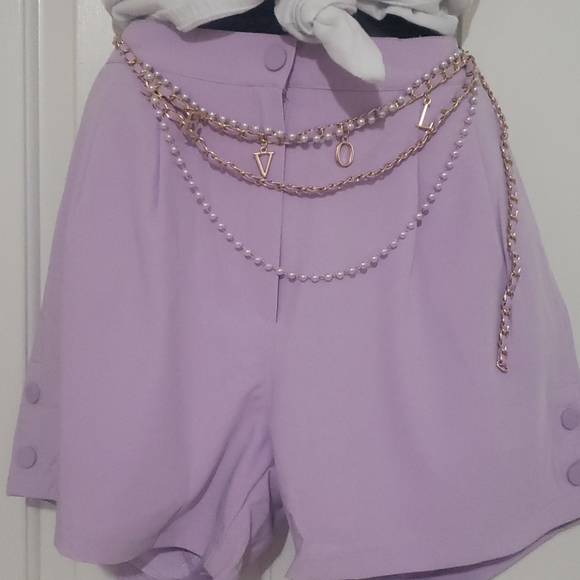 Lizette Collection Pants - Lilac shorts with LOVE belt